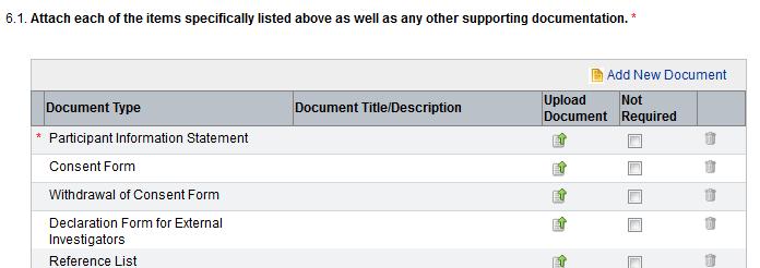 ADD AND EDIT ATTACHMENTS All external forms and supporting documentation must be uploaded under Documents & Attachments in Section 6 Finalise Application Based on your responses to each question