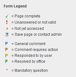 PAGE INDICATORS Icons will appear next to the page titles. These may show you ve missed a section or a reviewer has left a comment which requires you to address.