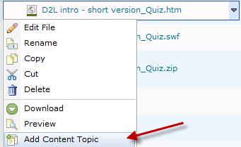 2. Select Add Content Topic from the drop-down menu.