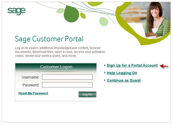 2. On the logon page, click the Sign-up for a Portal Account link. 3.