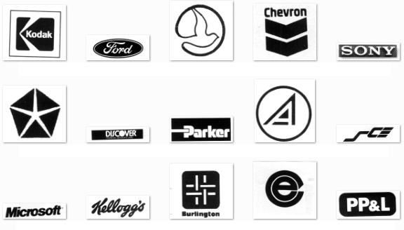 Figure 3. Sample logos used for testing For testing of the proposed method, we considered two cases: Test 1: Here the method is tested for 50 documents each containing a different logo.