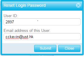 Click the Reset Password button 3. The Reset Login Password window pops up.