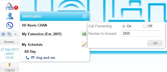 Information menu. Click the Pencil icon to bring up the call forwarding option: 2.