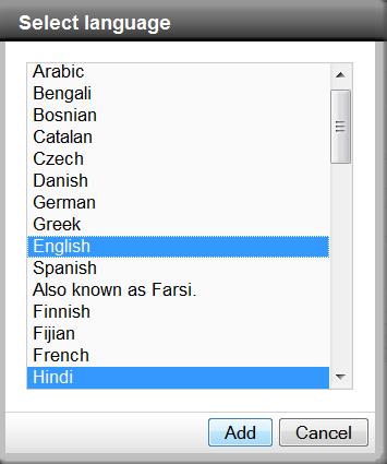 sign, select from the dropdown list the language(s) in