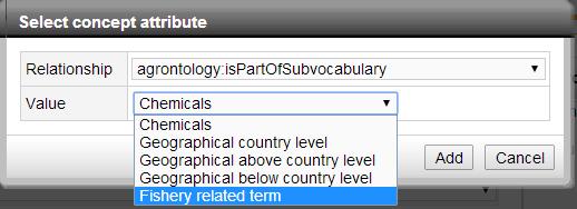 new window opens in which you may select Fishery related term. Figure 37. Advanced search: Search for Fishery related term 6.2.