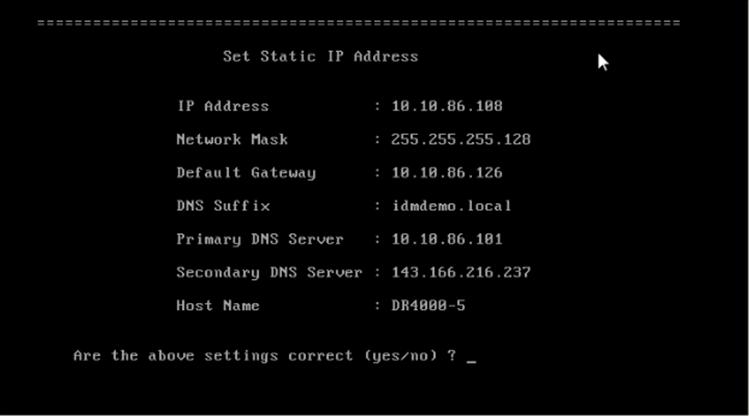 Log on to the DR Series System administrator console, using the IP address you just provided for