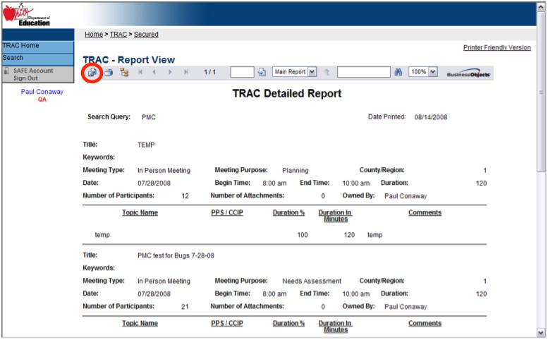 Click on Build a Detailed Report from Select Results to create the detailed report. The figure above is an example detailed report.
