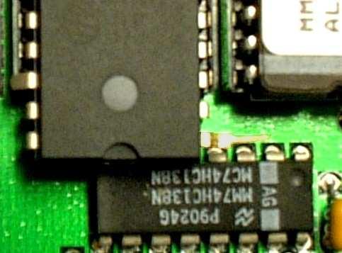 ) Rest the new chip 1 on the right hand socket to check for alignment of the chip pins.
