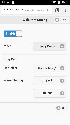 SETTINGS Servce settng Stop Servce to access ths tem Easy Prnt setup Sets the hotfolder for