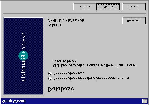 Chapter 3. Installing and Starting Navision Financials hard disk, the installation program will set the license file path to a:\fin.flf. You can change the selection by clicking Browse. 7 Click Next.