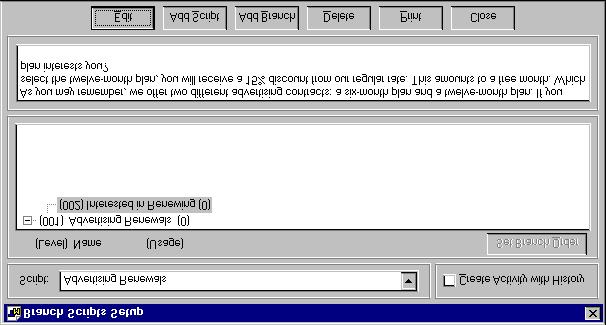 Wireless Messaging Setup 241 The dialog box will look something like this: Sample Child Branch The item you have just added will appear in the list of branches beneath its parent branch, preceded by