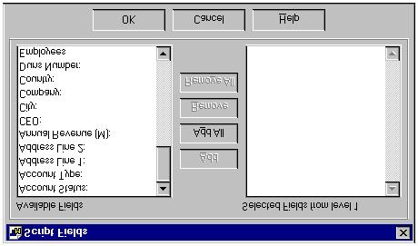 Wireless Messaging Setup 245 Sample Script Fields Dialog Box (Your list of fields may be different from this example) You will have access to fields from the current database. 8.