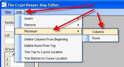 Click on the EDIT menu and then choose the MAXIMUM menu option, and assign the Columns and Rows.