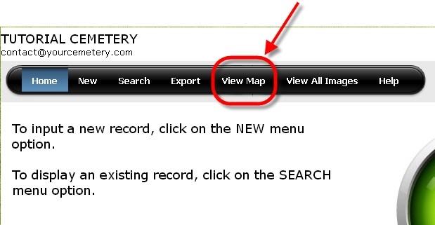 Choose the cemetery (if more than one) and click on the SUBMIT button. Your map is displayed.
