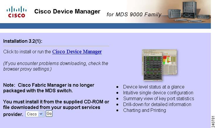 Figure 2-12 Device Manager Installation Window Step 2 Click the Cisco Device Manager link.