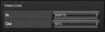 Timecode Protocol SMPTE MTC Art-Net Timecode Internal Timecode Capability Input Input + Output Input + Output Output These protocols are primarily used by the ART SSC 2 to synchronise its internal