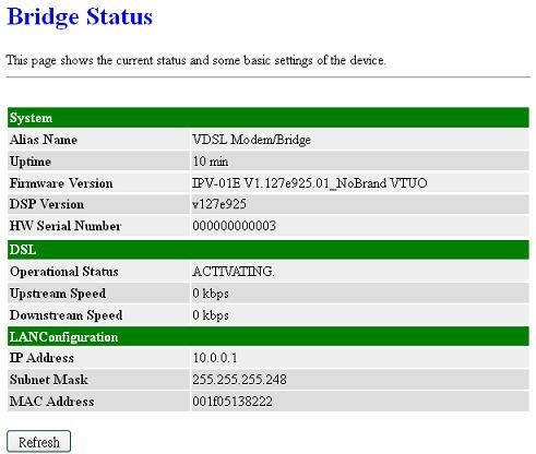 3.1 Status This page simply shows the current device status and some basic settings of the device.