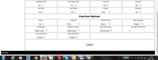 Printer Configuration Config Options Page To obtain the Printer