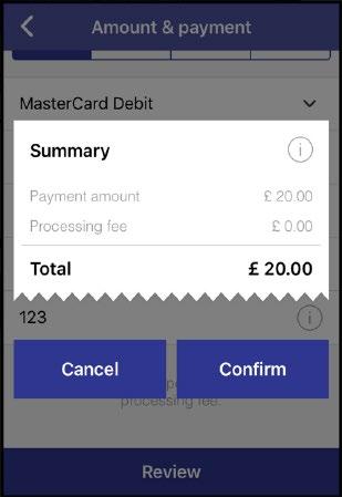 When the payment has been authorised tap 'OK' You can review your