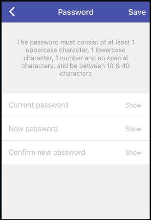 3 4 Edit your details Edit your details Under 'Password' tap right-side arrow Type 'Current password' next to
