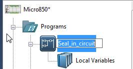 Chapter 3 Create and Save a Connected Components Workbench Project 6. Rename the program, Seal_in_circuit Create the Ladder Diagram program 1.
