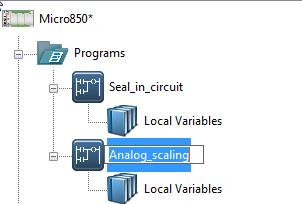 Create a new ladder diagram program called Analog_scaling.