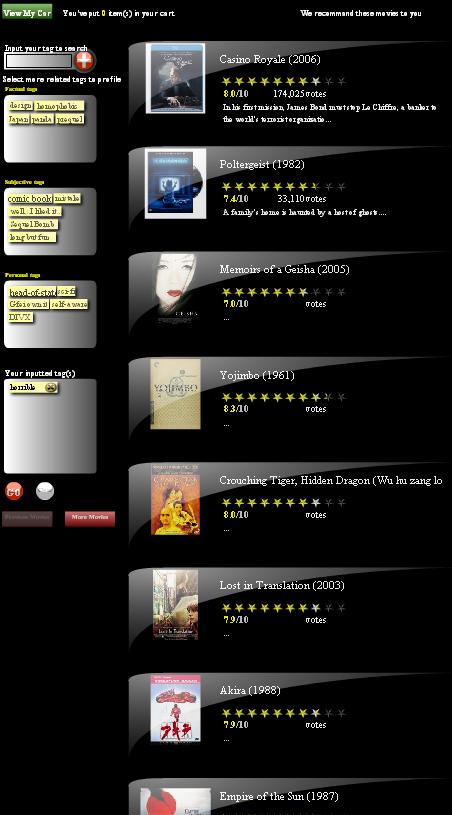 List layout Grid layout Pie layout Figure 3. A movie recommender interface with three layout versions. 4.1.