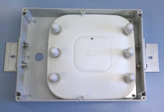 This rugged polycarbonate enclosure protects the access point from weather, dust, and impacts, and is transparent to wireless signals, so access points with body integrated antennas or small