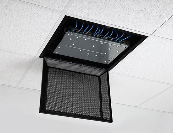 Model 1070 Ceiling Mounted Telecommunications Enclosures Oberon s Model 1070 ceiling mounted telecommunications enclosure is a secure, convenient, and aesthetic telecommunications enclosure for rack