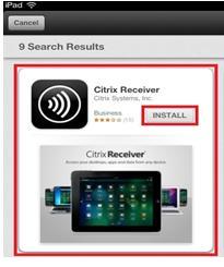 1 Select the Store icon to connect to the store and download Citrix Receiver 2 From the Store page, start typing Citrix Receiver 3 Select the Citrix Receiver option and select Install 4 Open the new