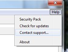 To report a problem from the Dashboard 1. Select Contact Support from the Dashboard Help menu. 2.
