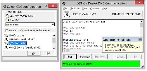 Page 12 Dostek 440A BTR - Software Guide STEP 2 - Click "Send." Click Send. File Manager opens the Dostek DNC Communication window (DDNC) to send the file to the CNC.