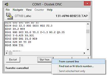 Page 18 Dostek 440A BTR - Software Guide 5.4 Restarting a Drip-Feed Session When a problem occurs while drip-feeding, you can: Restart from the first line in the file (Section 5.4.1).