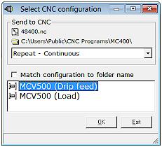 Page 22 Dostek 440A BTR - Software Guide To use the separate configuration files: 1. In Dostek DNC File Manager, select a file and click Send. The Dostek DNC Communication Settings window opens. 2. Select the drip-feed or load configuration.