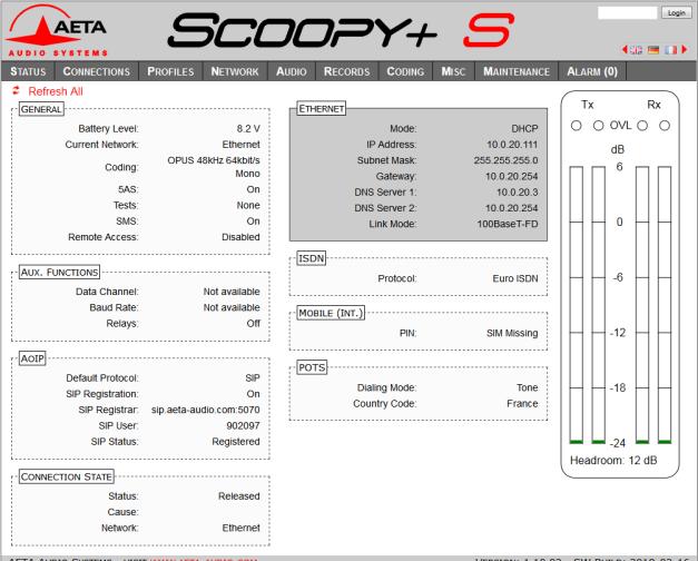 5. Operating mode Embedded HTML pages The embedded html server in SCOOPY+ S provides a comfortable and efficient means to control and monitor the unit.