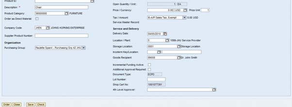 The first tab Item Data will automatically be displayed. 5. Account Assignment.