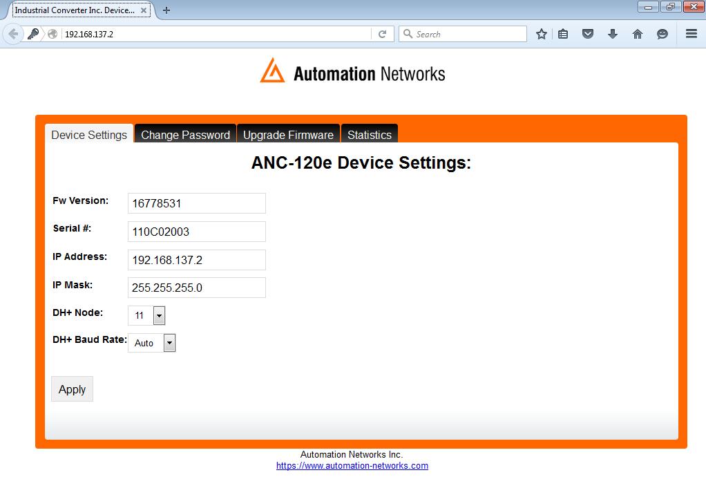 User Manual 10 1. Open any web browser and enter the ANC-120e IP address in the address bar.