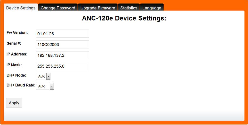 User Manual 12 1. Select the desired settings on the main configuration page 2. Press the Apply button 3.