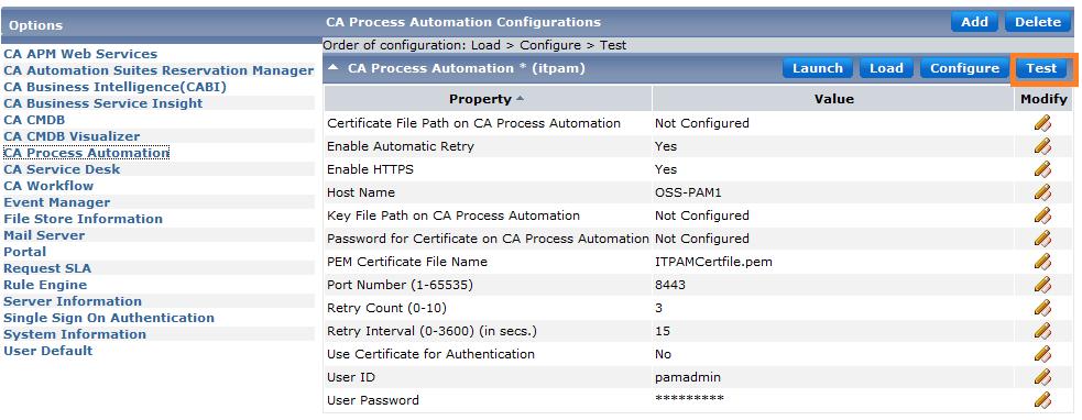 Verify Deployment Test the Connectivity Test the connectivity between CA Service Catalog and CA Process Automation.