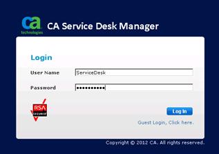 Verify Deployment 2. Click Start, All Programs, CA, and then click CA Service Desk Manager. The CA Service Desk Manager Login page opens. 3. Log in to the application with administrator credentials.