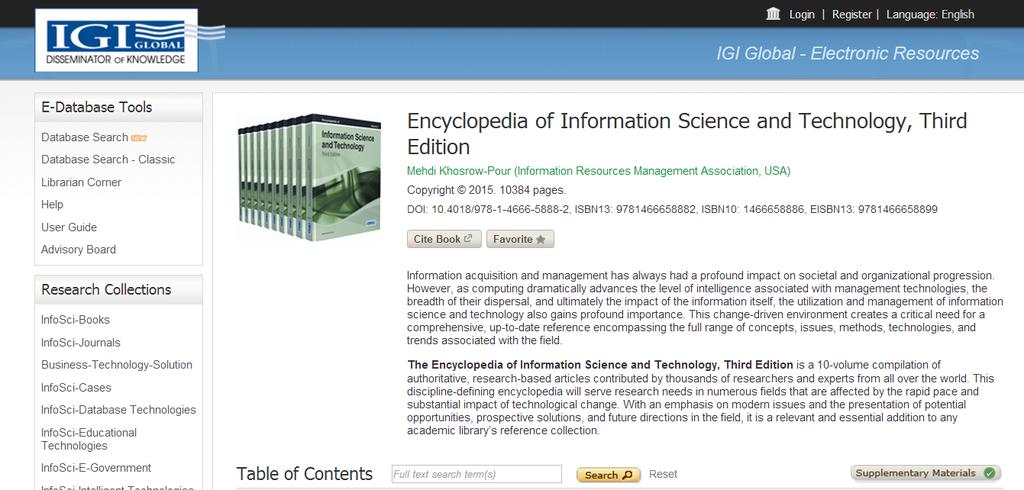 2 3 Features Each individual book, journal, article, and chapter on the InfoSci platform has its own individual webpage.