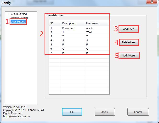 2.2.3 User Setting Click the User Setting to Add User,