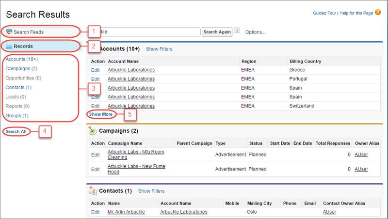 Or if you re looking for the sales report from March 2015, enter sales report March 2015. 1. Enter your search term. Available in Salesforce Classic Available in: All editions except Database.