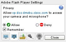Troubleshooting Chapter 4 Troubleshooting I cannot click Allow in the Adobe Flash Player Settings dialog box when I try to record a video.