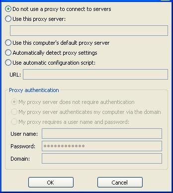 Figure 24: Proxy Configuration 1. Select Use this proxy server to enable configuration. 2. Enter your proxy server in the field provided. 3. Select your proxy authentication parameters. 4.