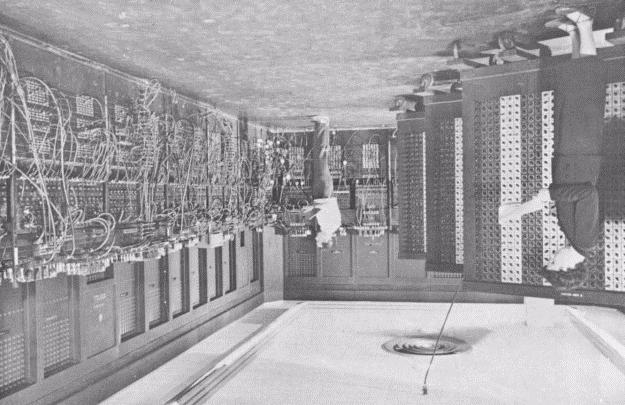 Hard Wiring The first research computers of the late 1940s were programmed by hard wiring. Cables were plugged and unplugged into huge patch boards to physically alter the electrical circuitry.