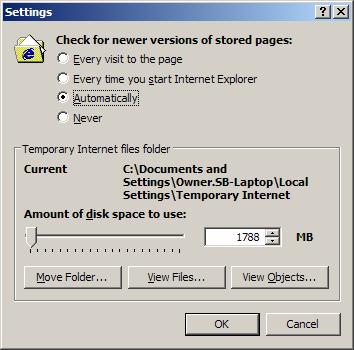 Chapter 15 Lab/Student Step 3 Choose Tools > Internet Options. The Internet Options window appears. Click the Settings button, and then click the View Files button.