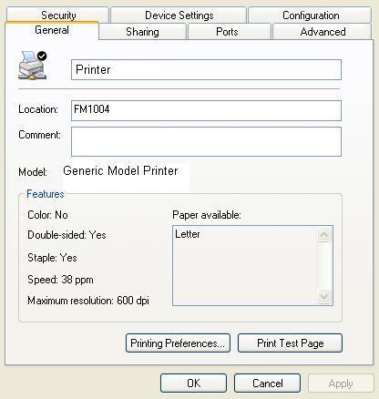 Chapter 15 Lab/Student The Completing the Add Printer Wizard window appears. Click Finish. Step 8 Choose start > Printers and Faxes. Right-click the printer you installed, and then choose Properties.