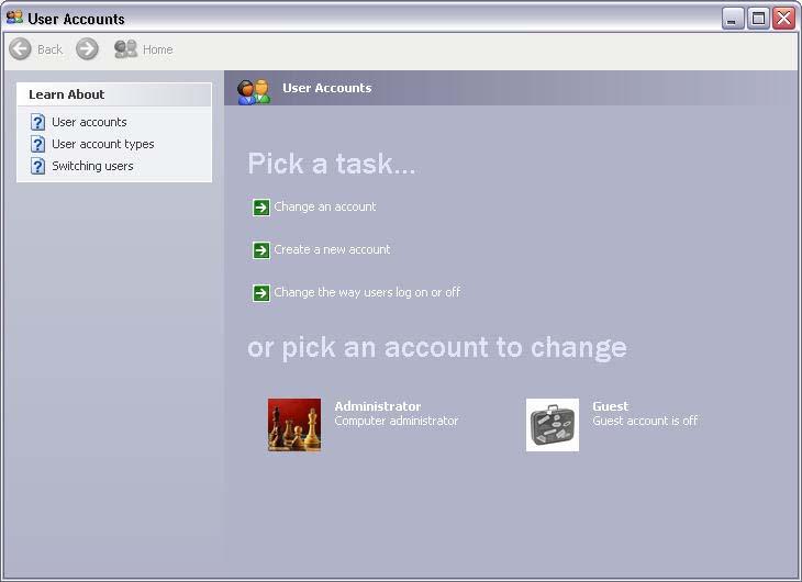 Chapter 5 - Lab/Student Step 2 Double-click the User Accounts icon. The User Accounts window appears.