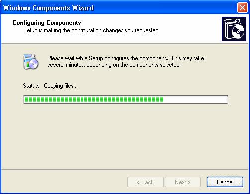 The Configuring Components progress